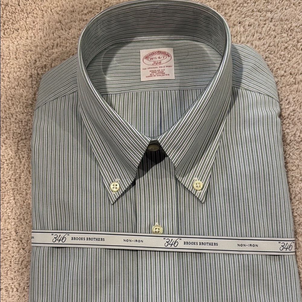 Brooks Brothers Men's Green Striped Shirt